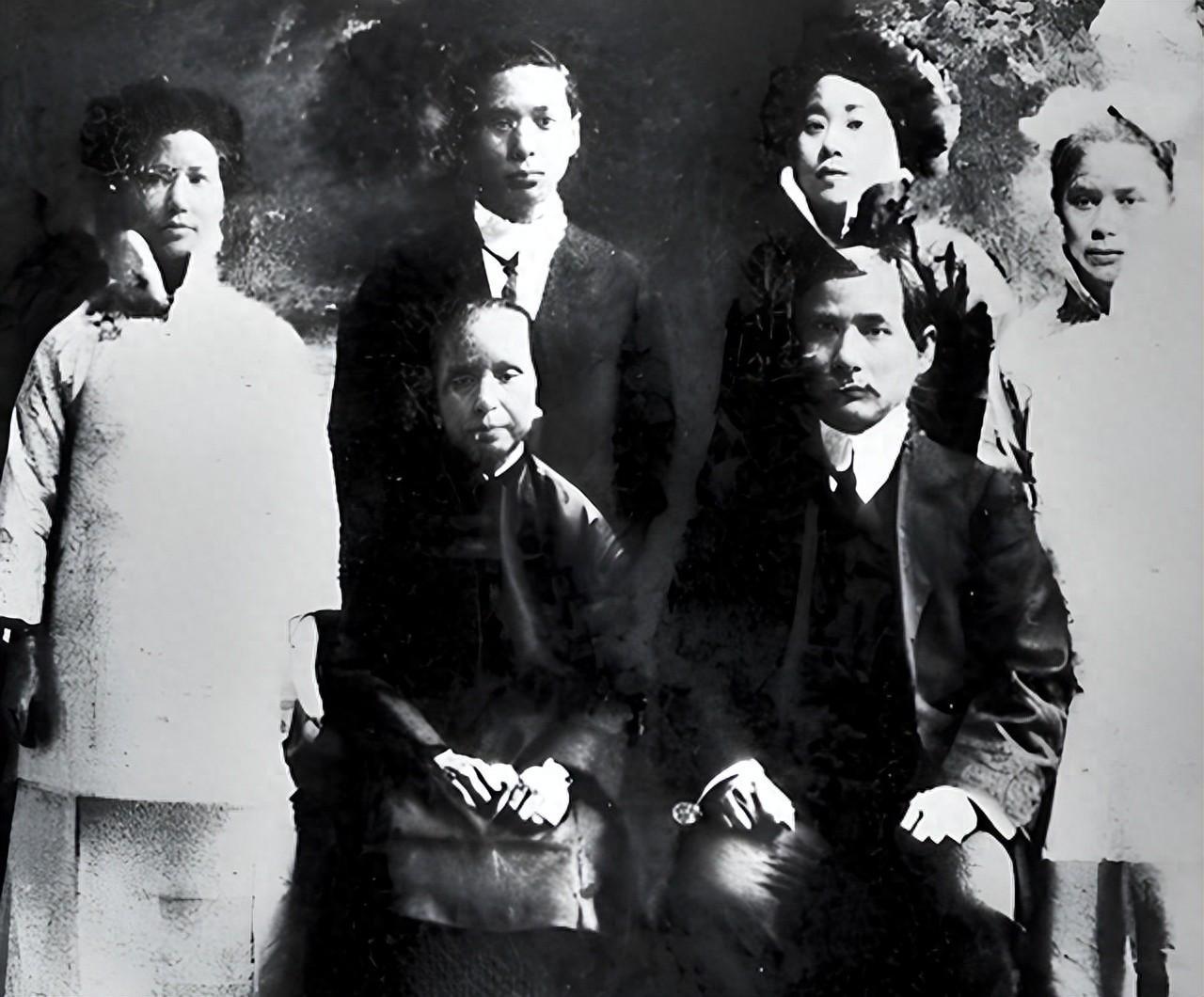 宝威体育-1910年，孙中山原配和三个孩子合影，容貌憔悴，命运坎坷！